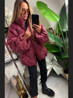 Damska kurtka puchowa oversize typu puffer w kolorze bordowym